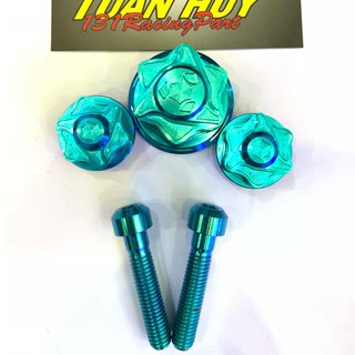 Trọn bộ ốc 5 con GR5 Titanium bắt chảng ba cho Raider Fi, Satria Fi