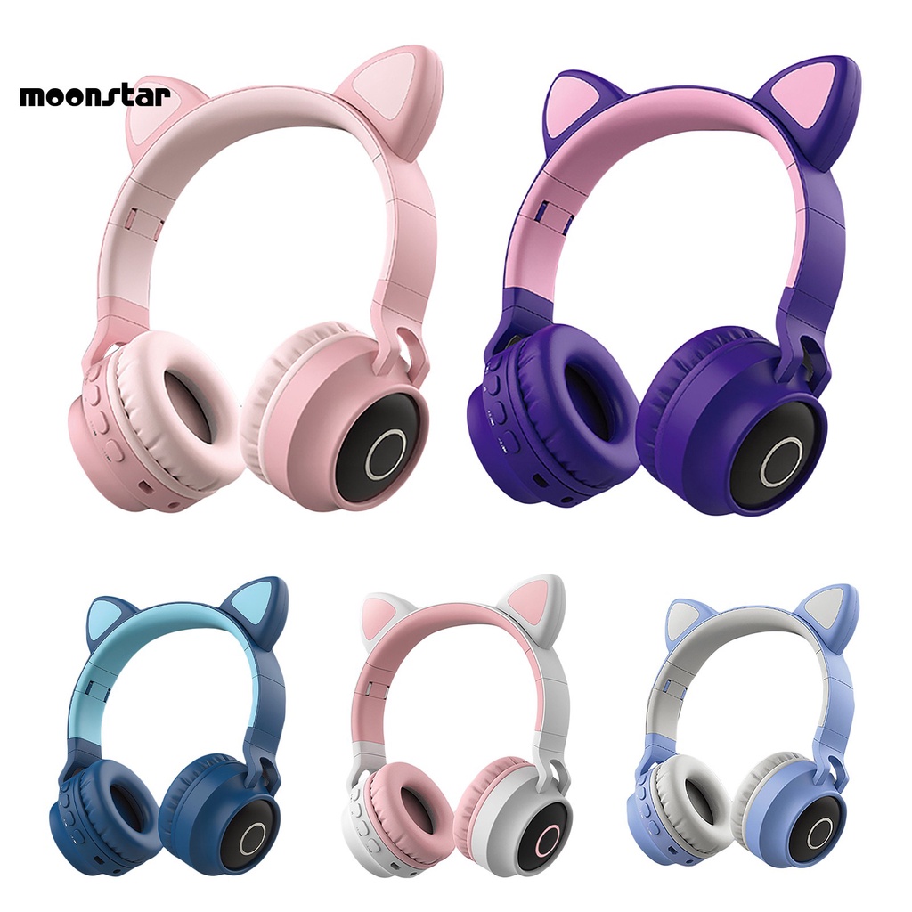 MS   Fine Workmanship Headphone Mini Bluetooth Cat Ear Headset Stable Performance for Girl