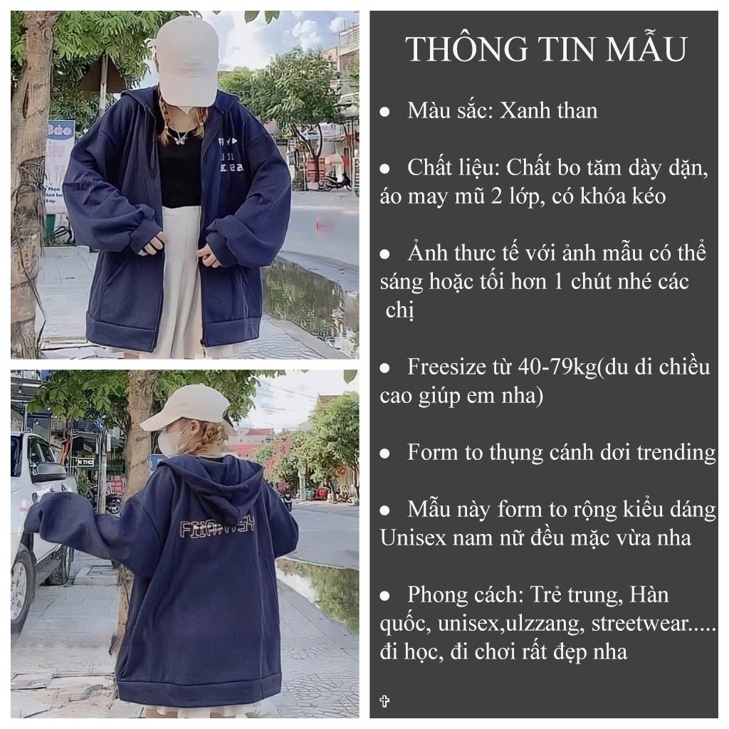 Áo khoác Hoodie form rộng Play 11:11 tay bồng chất bozip phong cách Hàn Quốc - VENUS