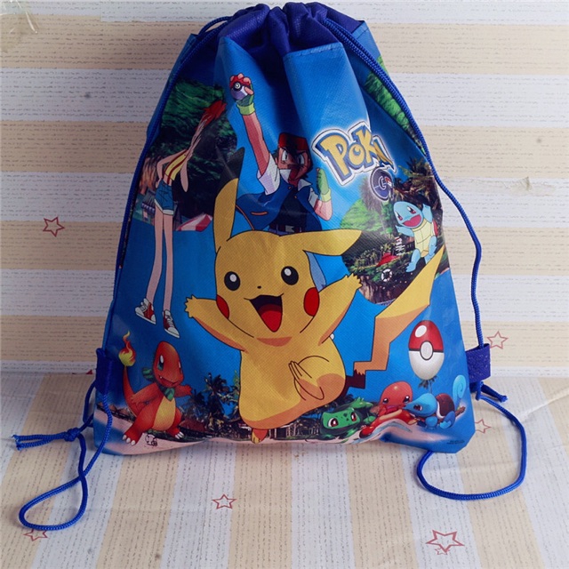 Balo Dây Rút Vải Không Dệt Hình Pikachu Pokemon Cho Trẻ Em