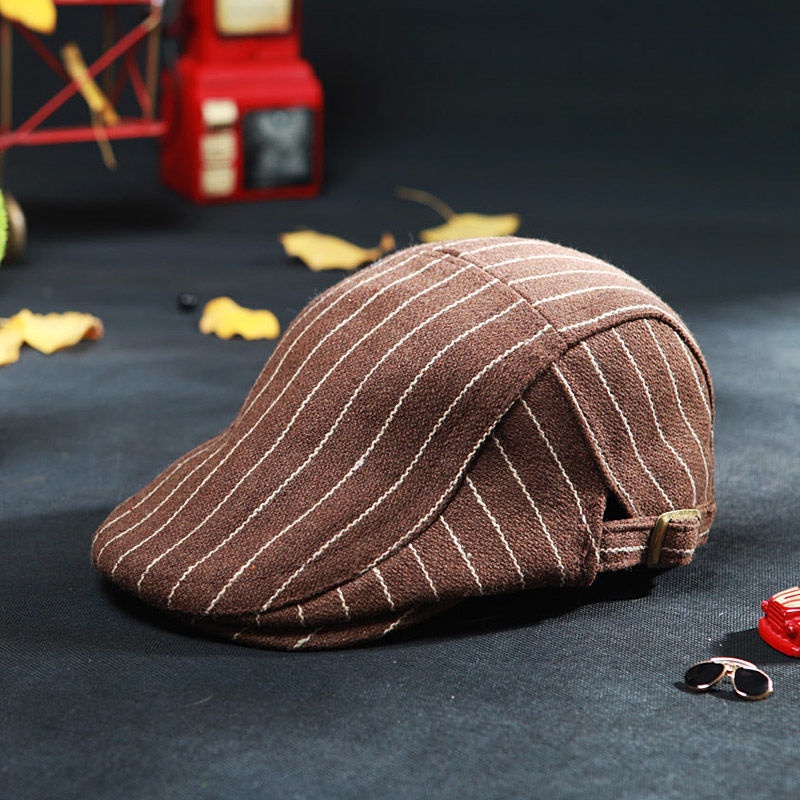 Nón Beret Họa Tiết Sọc Caro Thời Trang Cho Bé