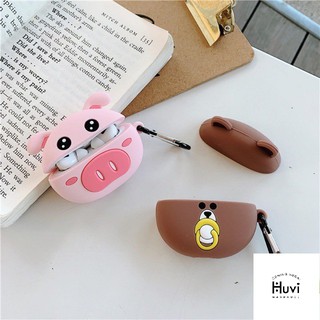 Case airpod pro silicon Airpods 3 ( Pro )🌟 Gấu nâu ngậm núm + heo hồng + thỏ hồng cho hộp sạc tai nghe Bluetooth Airpod