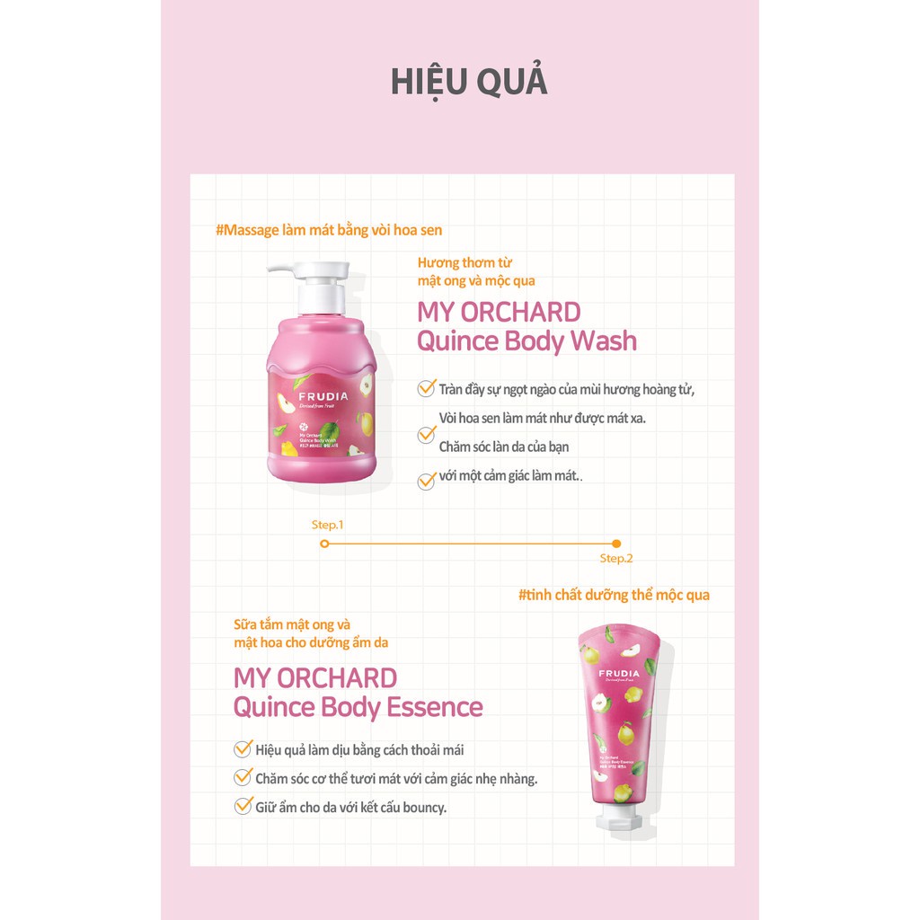 [Tặng 88k]Tinh Dầu Dưỡng Thể Chiết Xuất Quả Mộc Qua Frudia My Orchard Quince Body Essence 200ml