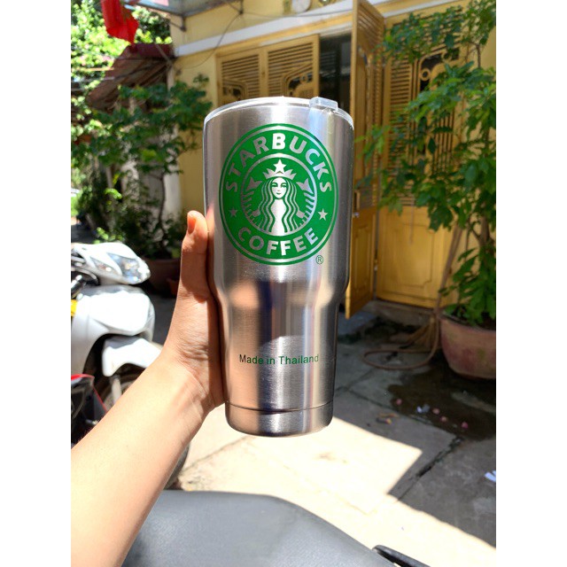 Ly Giữ Nhiệt LOGO STARBUCK  900ml Nắp Chống Tràn + Tặng Kèm Bộ Phụ Kiện 2 ống Hút, Cọ Rửa Và Túi Đựng Thời Trang