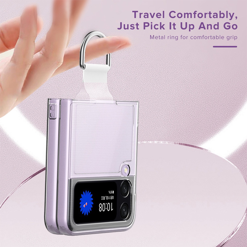 Ring Buckle Transparent Case For Samsung Galaxy Z Flip 4 5G Sumsung Samung ZFlip 4 ZFlip4 Z Flip4 4Flip Shockproof Cover Fundas