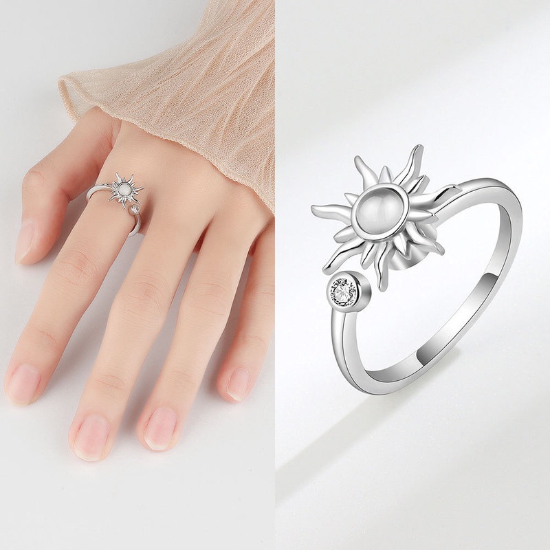 Nhẫn Hở Hình Mặt Trăng/Ngôi Sao Thời Trang Xoay Được Giúp Giảm Căng Thẳng Cho Nữ