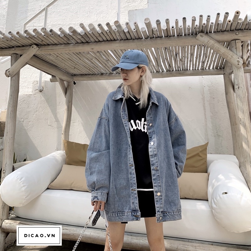 ÁO KHOÁC BÒ XANH FORM RỘNG OVERSIZE