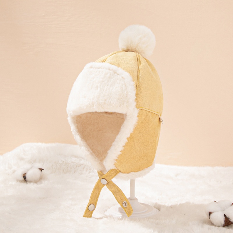 Mũ nhung flannel che tai giữ ấm mùa đông cho bé tùy chọn màu sắc