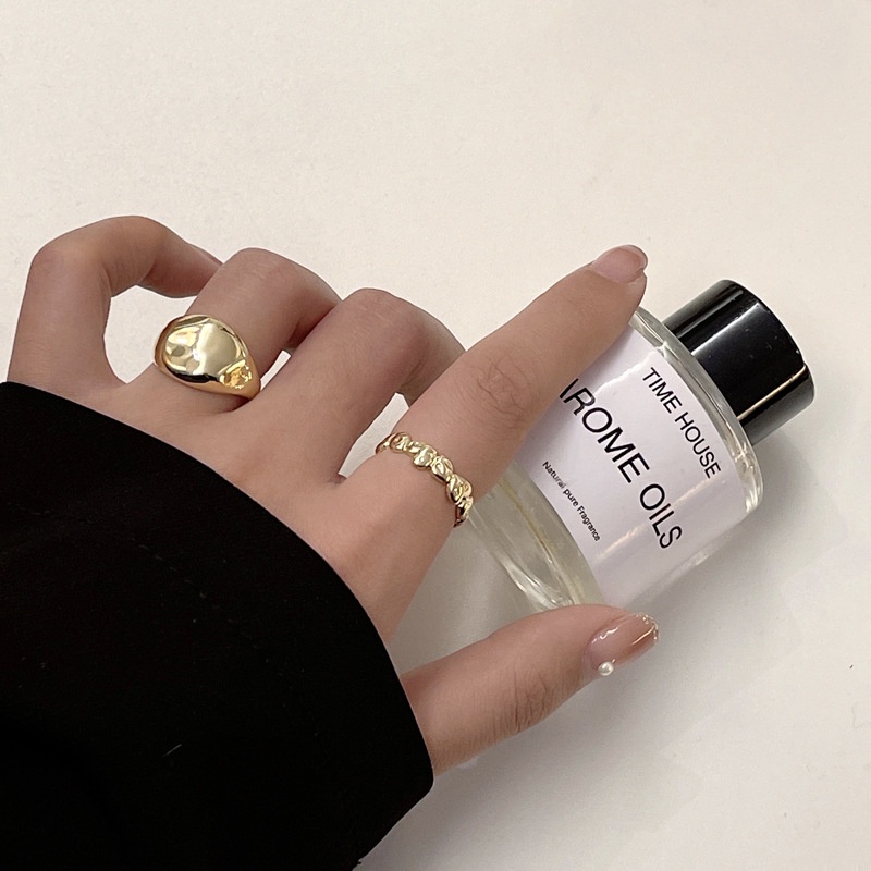 Set 2 Nhẫn Kim Loại Thiết Kế Sáng Tạo Cá Tính