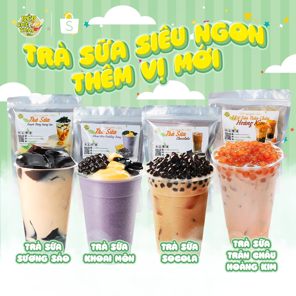 Set nguyên liệu pha Trà sữa trân châu - set lớn 25-30 ly - Bếp Chè Thái - Vị phúc long thái xanh thái đỏ