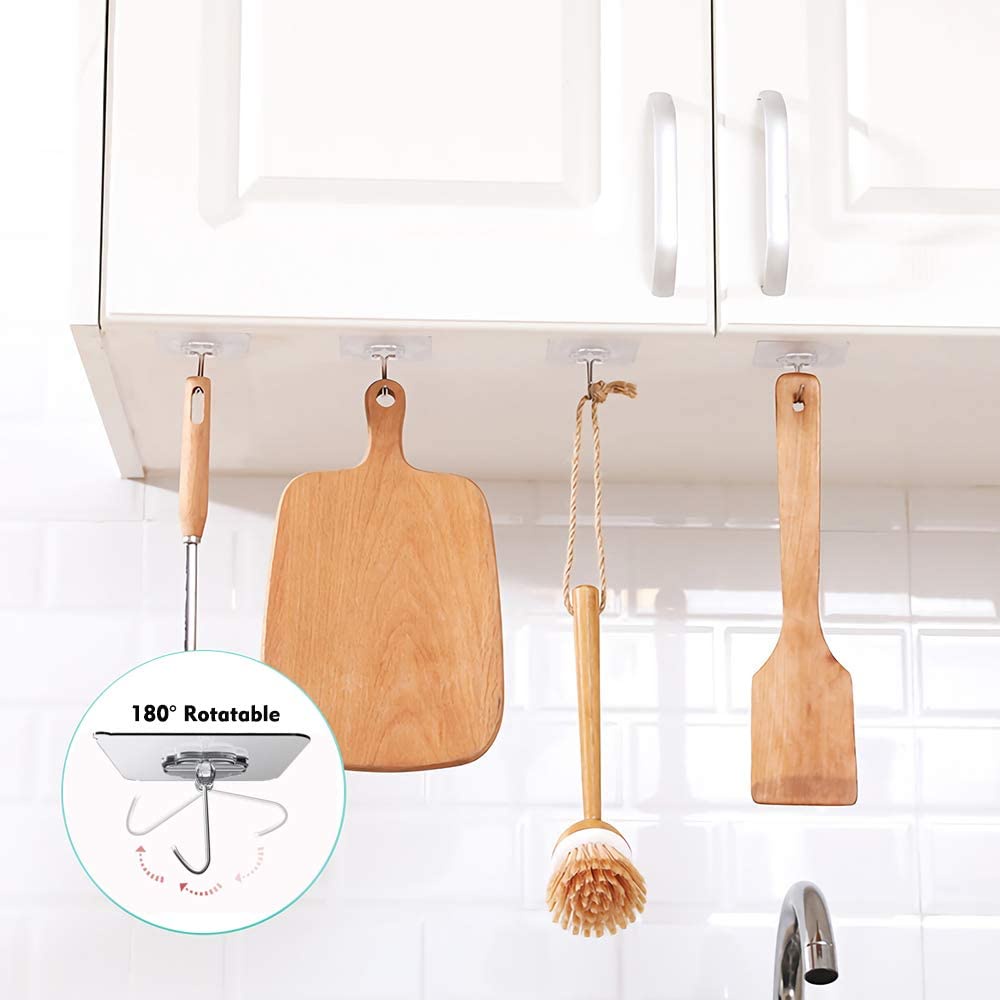 Set 5 móc dán treo tường để cây lau nhà khăn lau đồ dùng nhà bếp phòng tắm