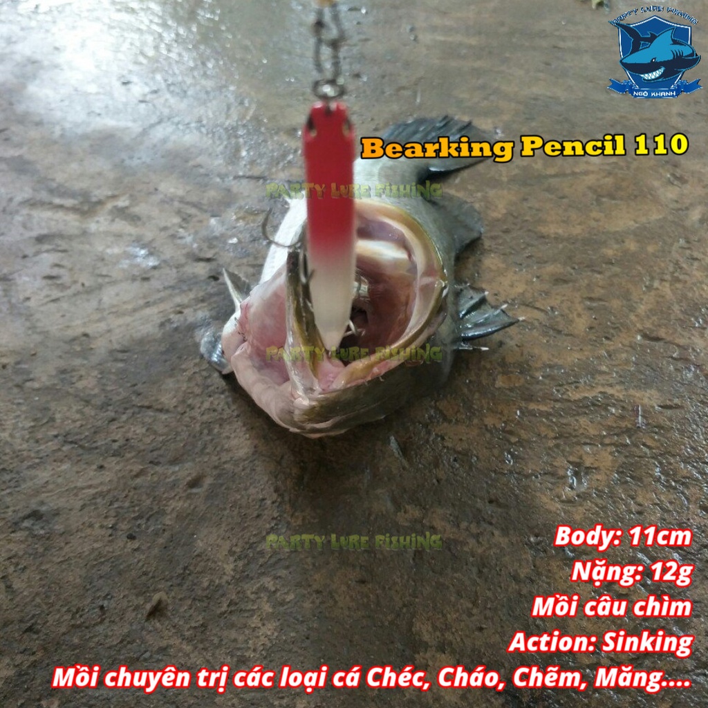 Mồi câu cá Bearking Pencil 110, mồi lure cá măng, chẽm, chéc, cháo...