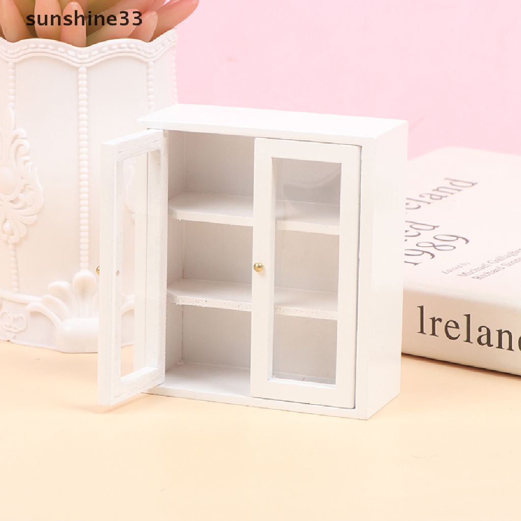 SU 1:12 Dollhouse Miniature White Wall Cupboard Storage Cabinet Model Furniture Toy n