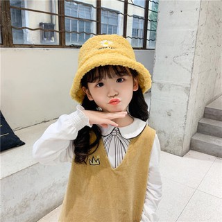 Mũ - nón Bucket lông cừu, phong cách Retro Hàn Quốc cho mẹ và bé