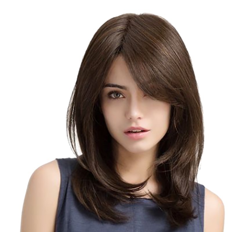 Tóc giả nữ dài màu nâu tự nhiên