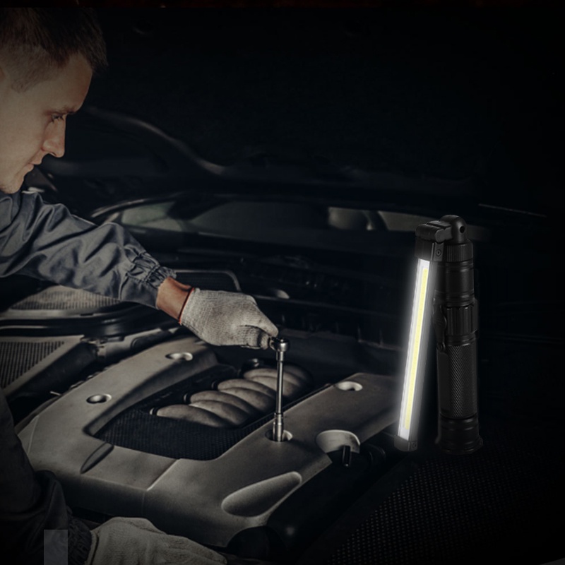 Đèn Pin Làm Việc Có Thể Gấp Gọn 1200 mAh Có Đế Nam Châm Xoay 360° Đèn Pin LED 5 Chế Độ Sáng Tiện Dụng Sửa Chữa Nhà Cửa/ Xe Hơi