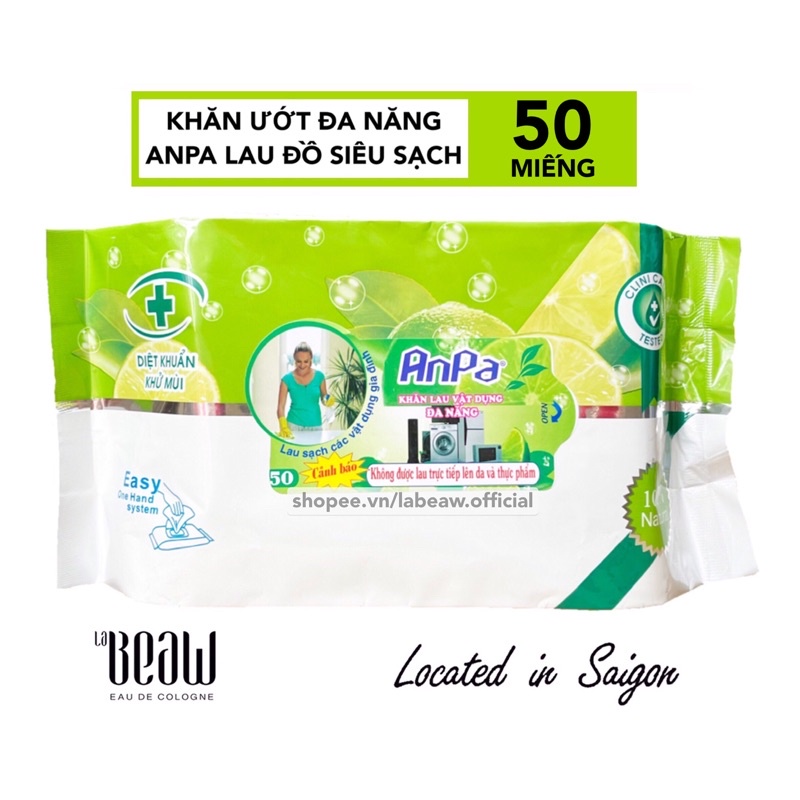 Khăn ướt lau đa năng ANPA 50 tờ sạch bóng và diệt khuẩn các đồ dùng trong nhà (mạnh hơn khăn ướt đa năng cif)