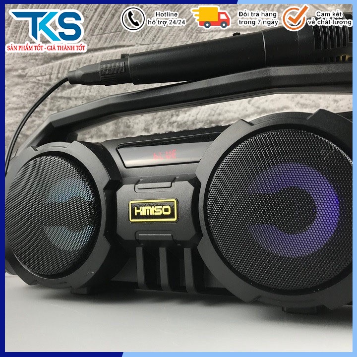 Loa Bluetooth karaoke xách tay Kimiso KM-S1/S2 - 2 Bass Cực Mạnh, Tặng 1 Micro Có Dây Hát Karaoke