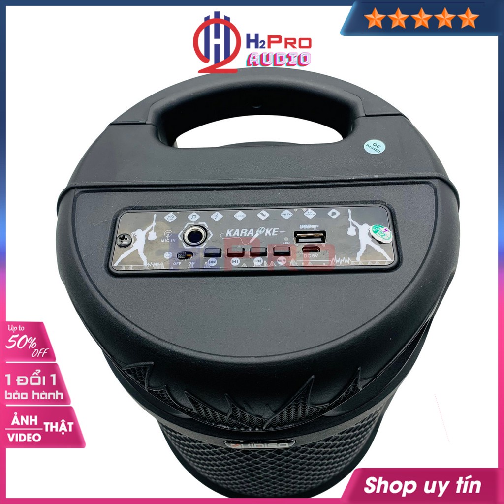 Loa Bluetooth Karaoke Mini, loa hát karaoke KIMISO QS-620 bass 16 cao cấp-Đèn led 7 màu, Tặng kèm 1 Micro có dây - H2pro