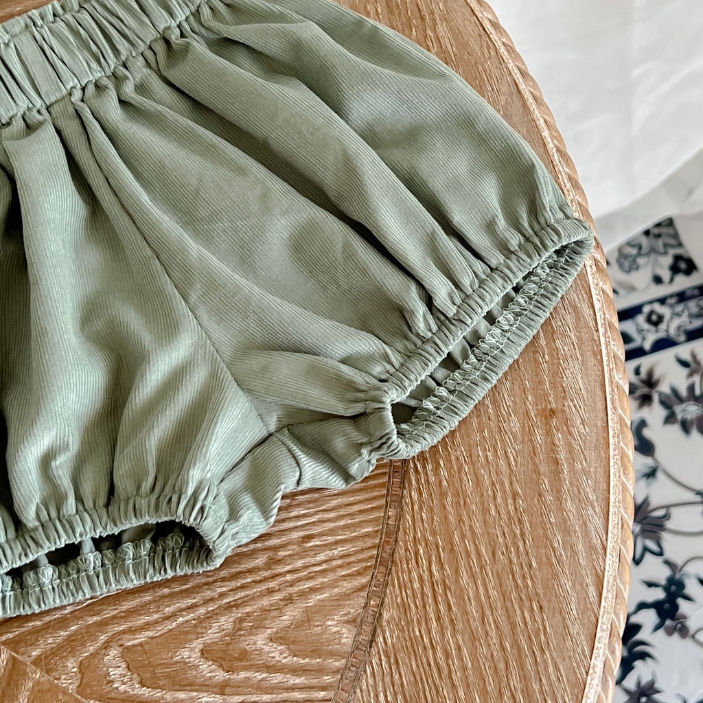 Bộ Áo Sơ Mi Tay Dài + Quần Short Màu Trơn Đơn Giản Thời Trang Cho Bé Gái 2313