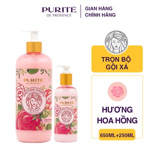 Combo Dầu gội Mềm Mượt Hoa Hồng & Dầu Ôliu Purité 650ml/chai + Dầu xả Mềm Mượt Hoa Hồng & Dầu Ôliu Purité 250ml/chai