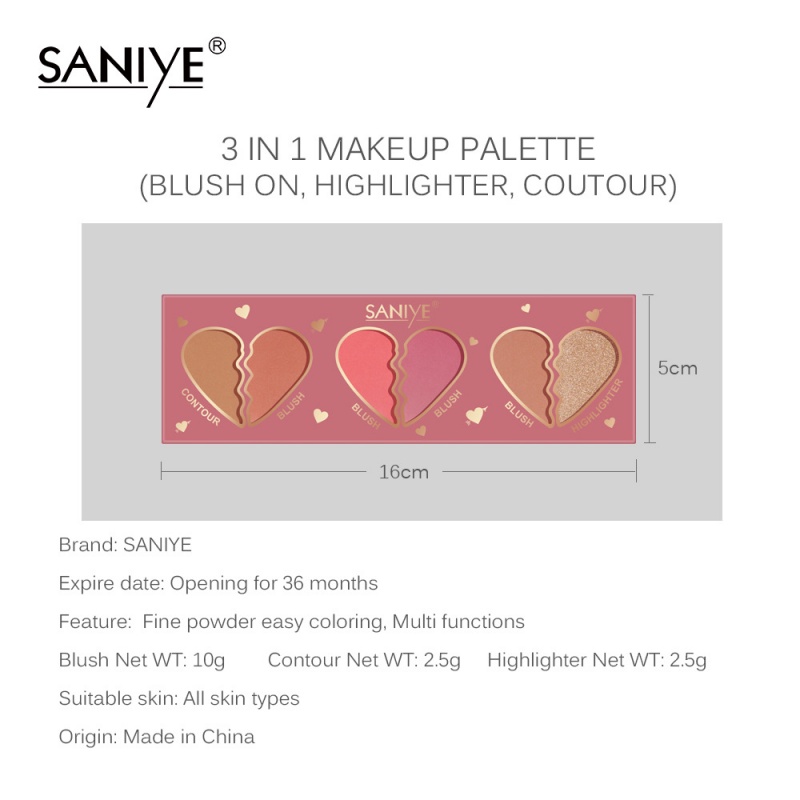 Bảng Phấn Mắt Saniye Ba Trong Một Màu Bóng Tự Nhiên