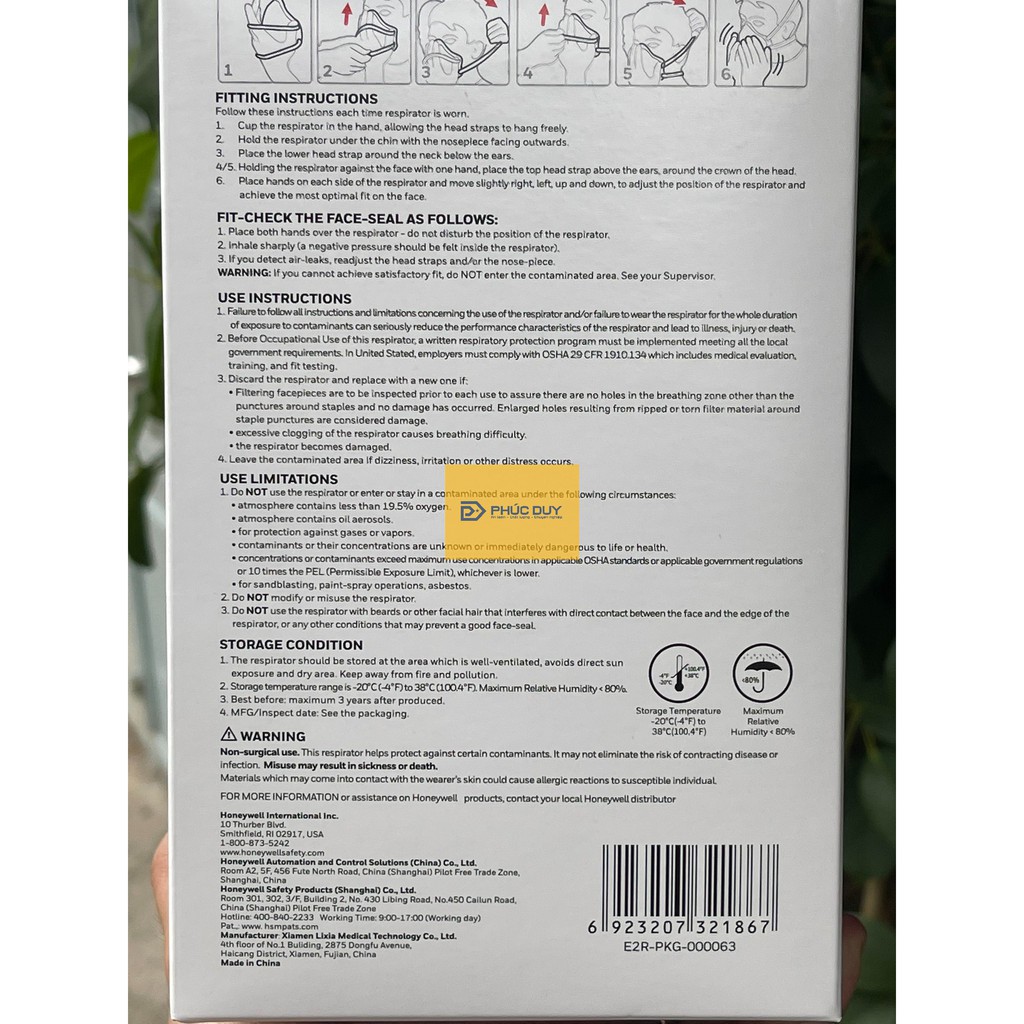 [CHÍNH HÃNG ] HỘP 20C Khẩu trang N95 Honeywell H801 Plus Đeo gáy, Chống Bụi Mịn PM2.5, ngăn vi khuẩn