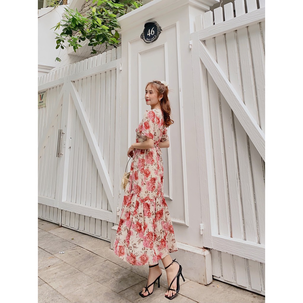 Đầm hoa đuôi cá nút bọc | BigBuy360 - bigbuy360.vn