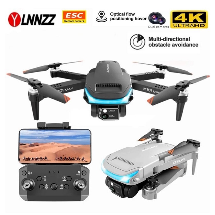 Flycam K101 Max, Nhập Khẩu Giá Tốt, Có 2 Camera Kép - Full HD 4 K-1080 - Với Cảm Biến Tránh Va Chạm, Mini Drone