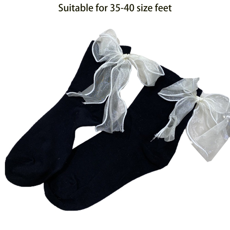 1 Đôi Tất Ngắn Đính Nơ Phong Cách Lolita Nhật Bản