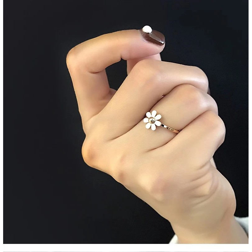 Bộ Khuyên Tai/Vòng Cổ/Vòng Tay/Vòng Cổ Hoa Cúc Bằng Thép Titan Mạ Vàng Hồng 18K Không Gỉ Không Dị Ứng Phiên Bản Nhật Hàn Siêu Đơn Giản