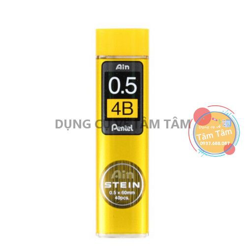[ TÂM TÂM ]-Ruột chì 0.5mm 4B,Ngòi chì Pentel Ain Stein 0.5mm 4B (Hộp 40 ruột)-