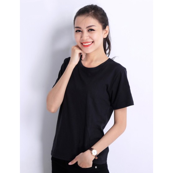 Áo Thun Trơn Áo Phông Cotton Unisex Nam Nữ Vải Dầy Mịn Đẹp Không Xù Lông màu đen