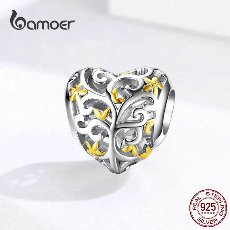 Bamoer Vòng Tay Chuỗi Hạt Hình Cây Gia Đình Trái Tim Phong Cách Châu Âu Cho Nữ