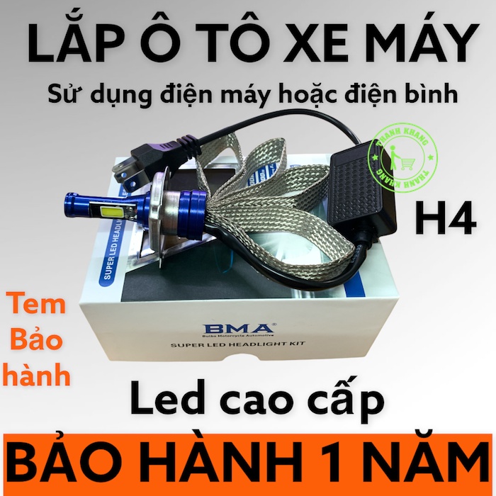 Đèn pha led 2 tim BMA-DPL-Z2 H4 chính hãng siêu sáng bảo hành 1 năm gắn pha xe máy Thanh Khang