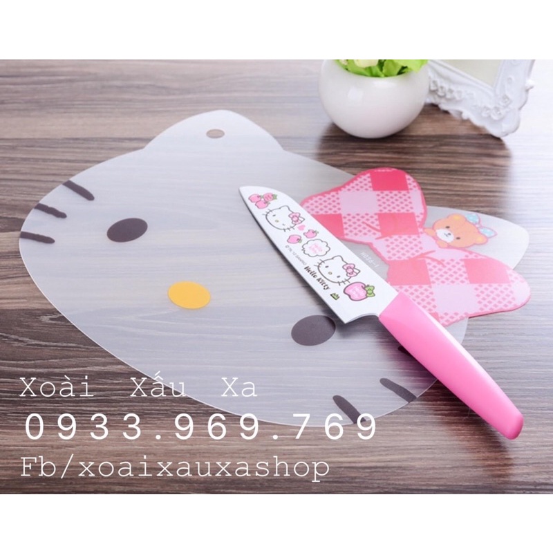 Thớt nhựa mỏng hình kitty, đoraemon đồ dùng nhà bếp dễ thương