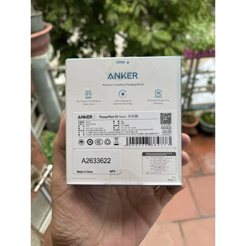 Sạc nhanh Anker Powerport III Nano 20W PD3.0 mã A2633