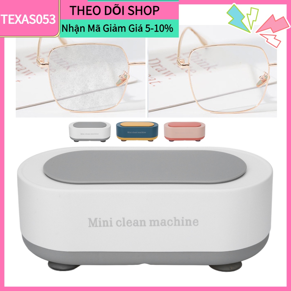 Hàng Sẵn Máy rửa kính mắt Máy làm sạch đồ trang sức bằng sóng siêu âm tần số cao tự động【Texas053】