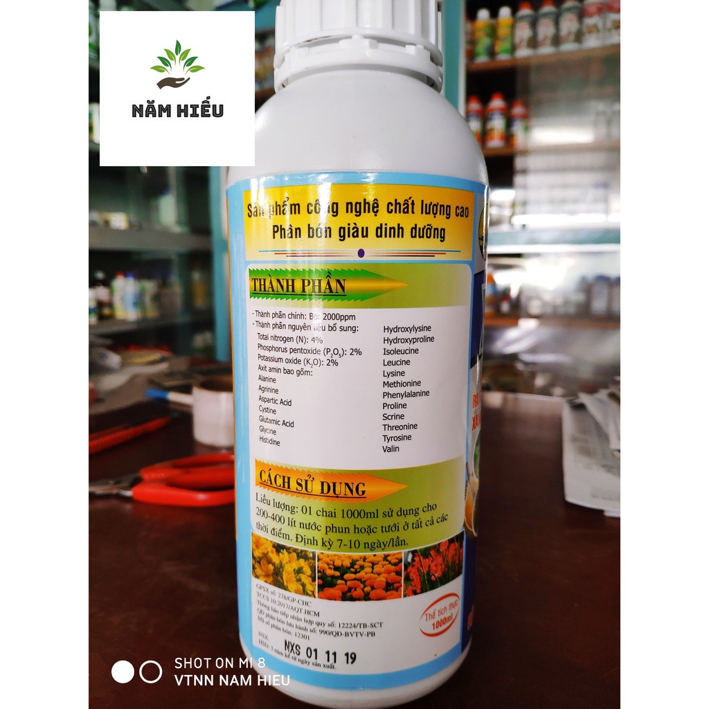 AMINO BIOTED 603 SUPER 1L Phân bón lá hữu cơ vi sinh  - Ra rễ nhanh, đâm chồi mạnh, xanh la, dày lá