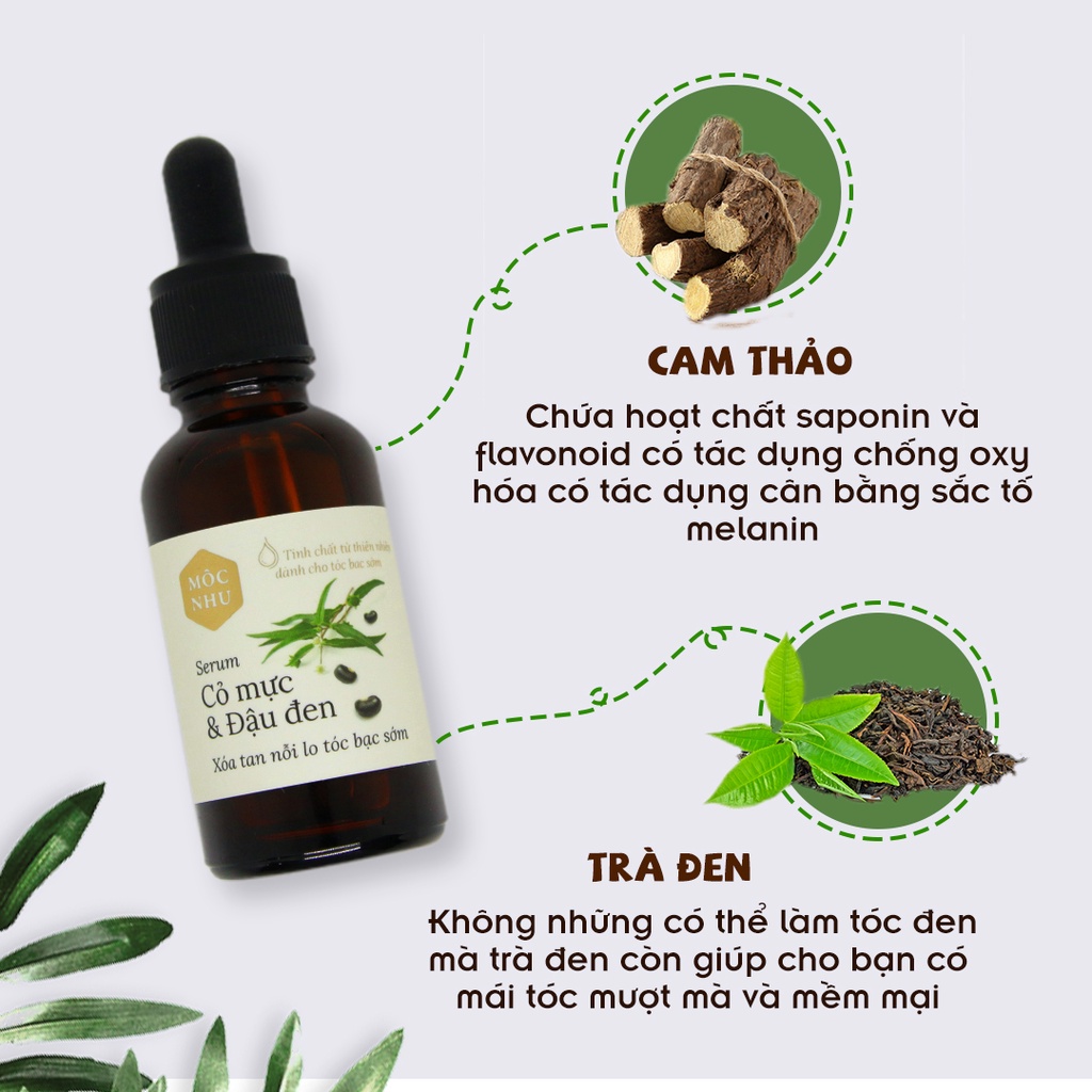 [Mộc Nhu] Serum Cỏ Mực Mộc Nhu 30ml - Cải thiện tóc bạc sớm + 1 son dưỡng môi