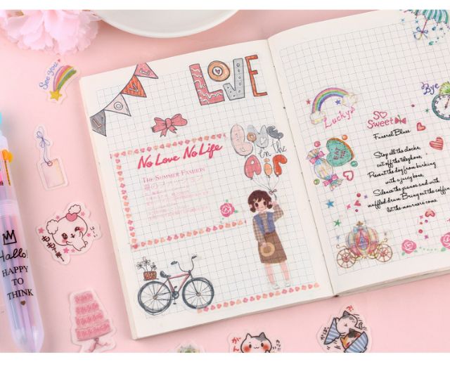 Set 40 sticker washi trang trí theo chủ đề