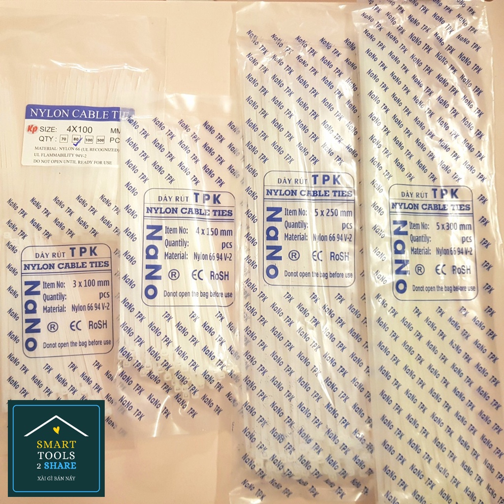 Dây Rút Nhựa, Dây Thít Trắng/ Đen 10cm, 15cm, 25cm, 30cm