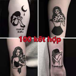Hình xăm màu tạm thời không thấm nước Hình xăm cô gái tối Hình xăm giả