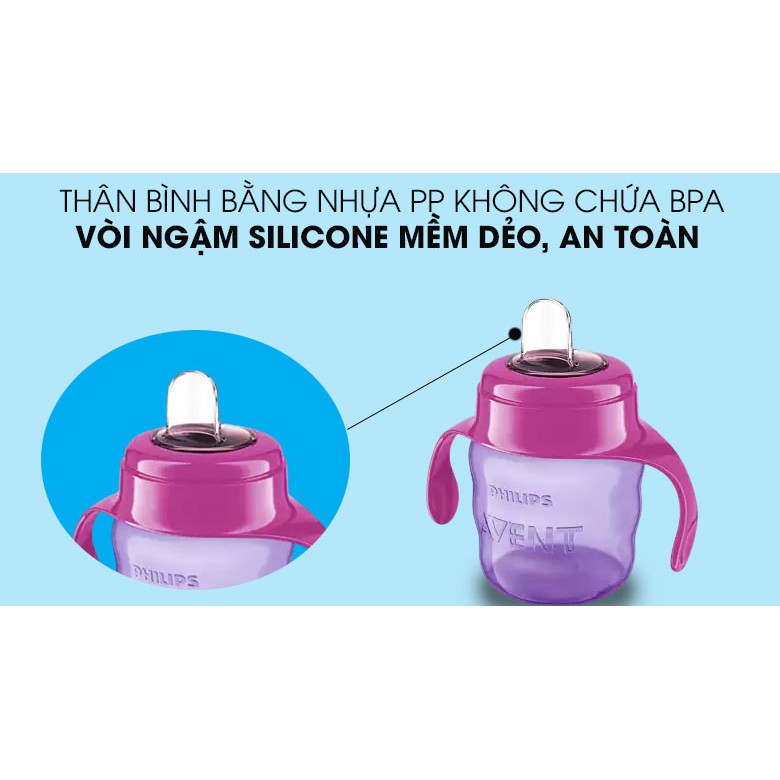 Bình tập uống Philips Avent 200ml màu tím cho trẻ trên 6 tháng tuổi SCF551/03