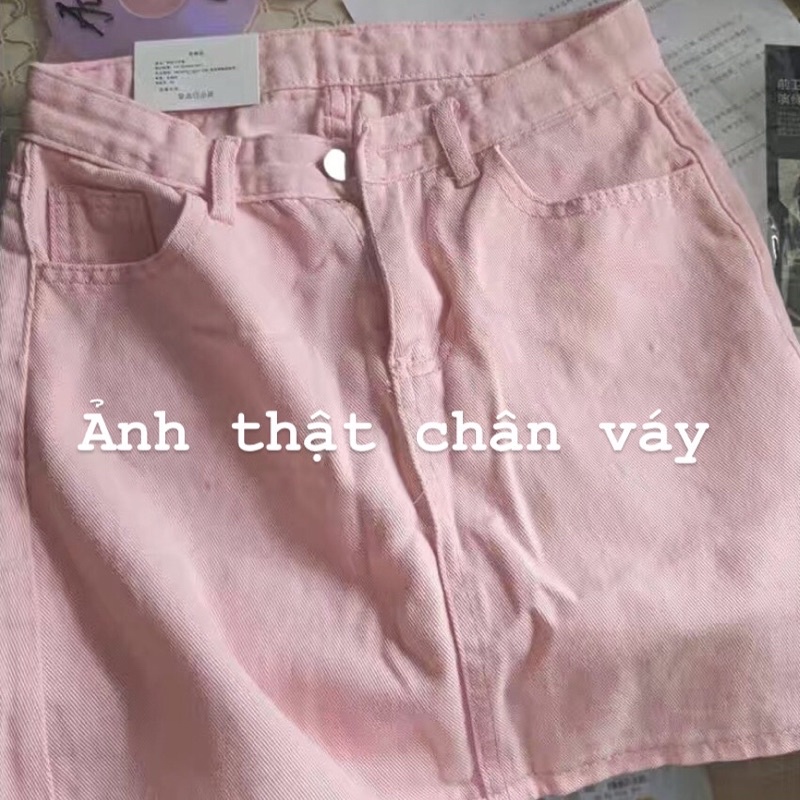 [ORDER] Chân váy chữ A màu hồng, chân váy jeans ngắn, chân váy chữ a ngắn trẻ trung năng động