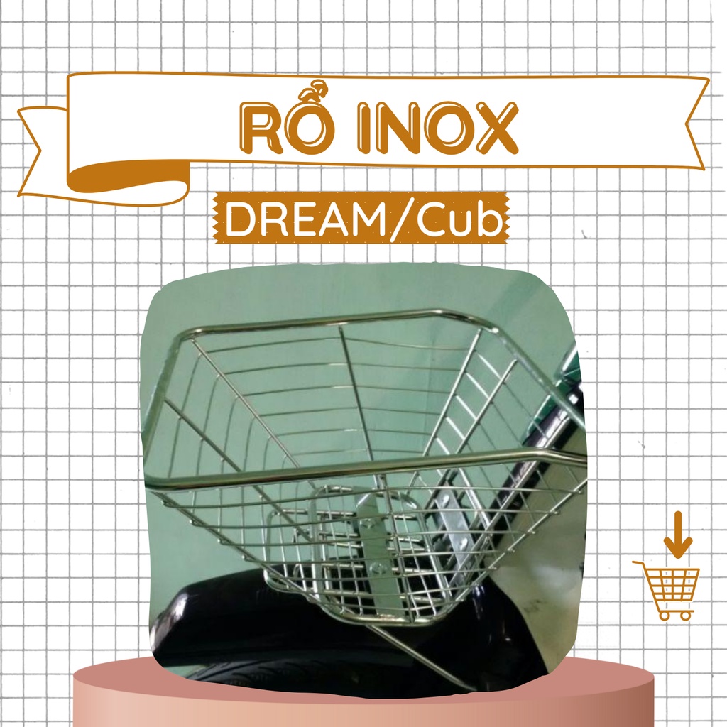 Rổ xe inox loại 1 kèm 3 ốc. Đủ cho các loại xe.
