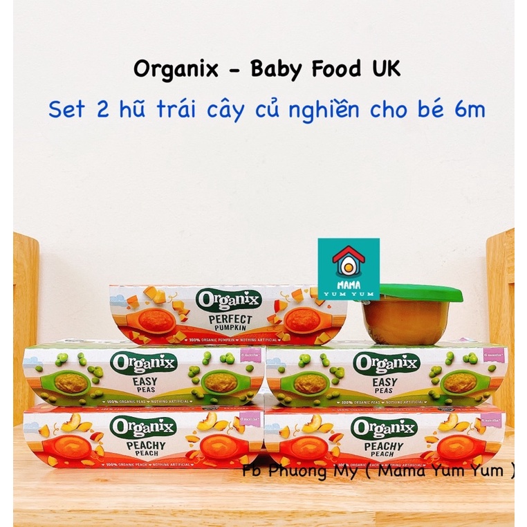 Date 10/2023 Hũ dinh dưỡng hữu cơ Organix trái cây rau củ, vị mặn cho bé 6m-7m-9m-12m của UK