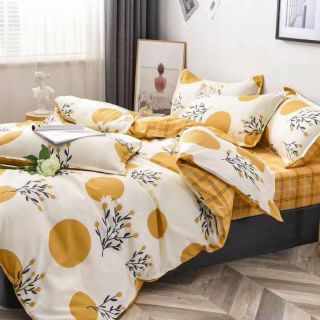 Bộ Chăn Ga Gối Trăng Vàng Cotton Poly