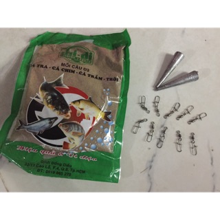 Combo phụ kiện câu cá: 1 cám D3, 2 chì 50g , 10 khoá xoay