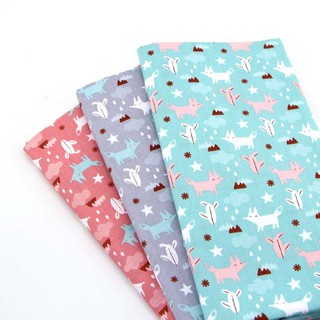 Cáo Dễ Thương In Hoạt Hình 100% cotton Tessuti Chắp Vá Vải Cho Quần Áo Bé Chăn Ga Gối kain 50 * 40cm 3 Cái / lốc